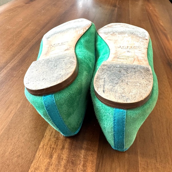 JCrew Green and Blue Leather Pom Pom Flats - Picture 7 of 11